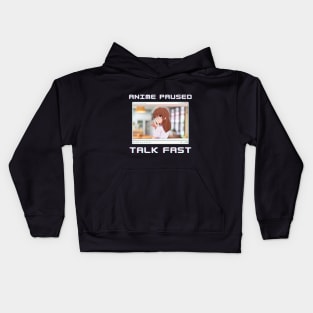 Anime Girl Paused Talk Fast Funny Otaku Meme Kids Hoodie